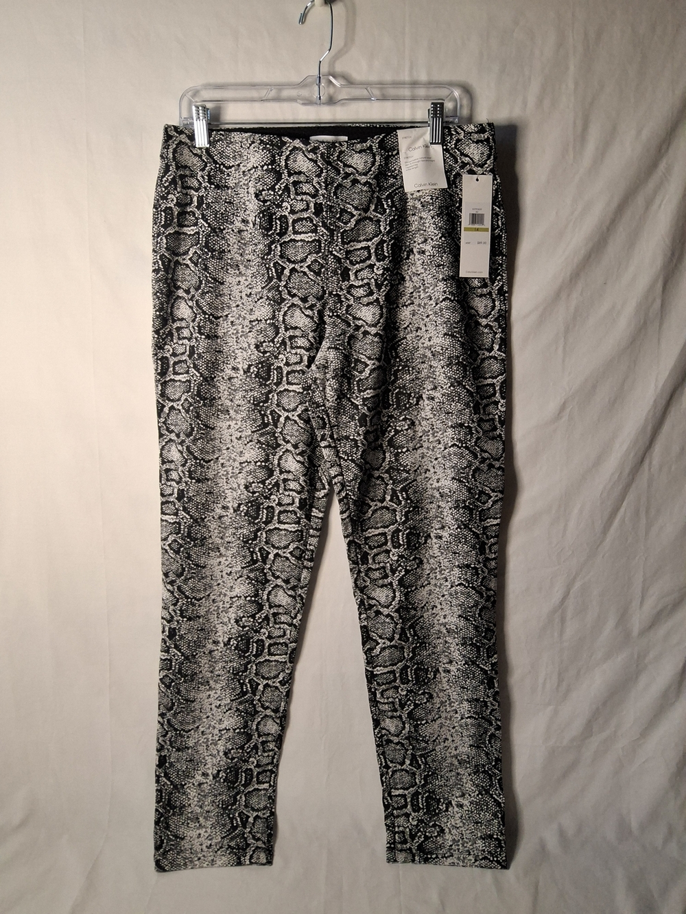 Calvin Klein Black & White Snake-Print Straight Leg Pants